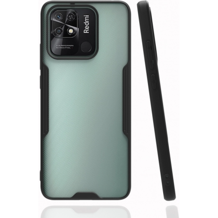 Xiaomi Redmi 10C Kılıf Renkli Silikon Kamera Lens Korumalı Şeffaf Parfe Kapak - Siyah