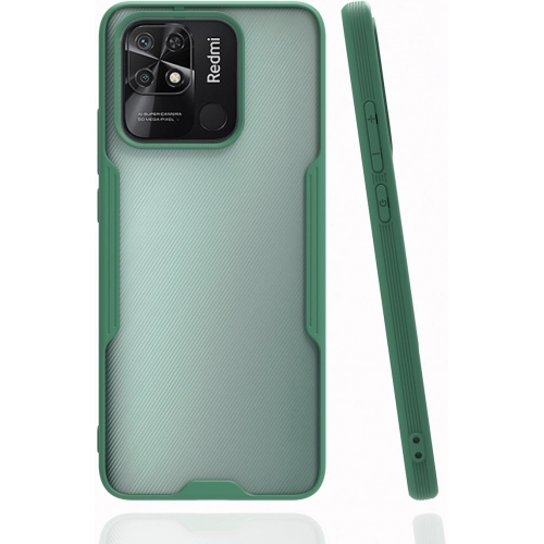 Xiaomi Redmi 10C Kılıf Renkli Silikon Kamera Lens Korumalı Şeffaf Parfe Kapak - Yeşil
