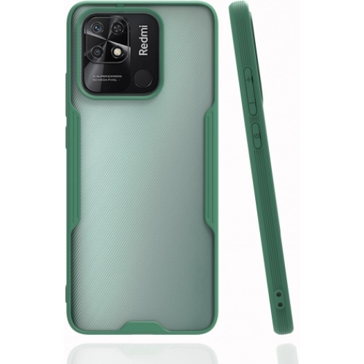 Xiaomi Redmi 10C Kılıf Renkli Silikon Kamera Lens Korumalı Şeffaf Parfe Kapak - Yeşil