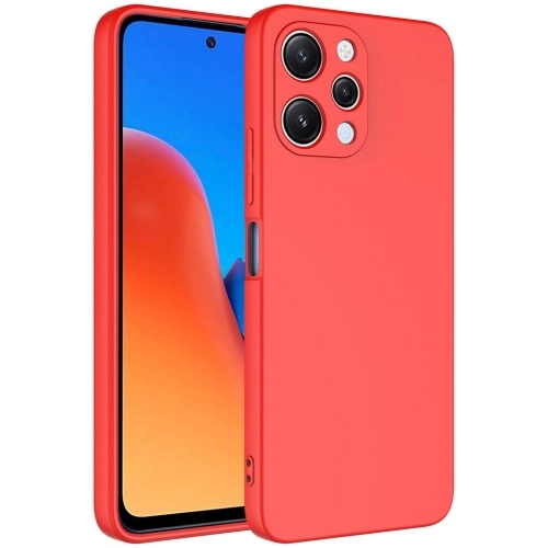 Xiaomi Redmi 12 Kılıf İçi Kadife Mat Mara Lansman Silikon Kapak  - Kırmızı