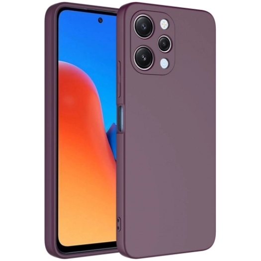 Xiaomi Redmi 12 Kılıf İçi Kadife Mat Mara Lansman Silikon Kapak  - Koyu Mor