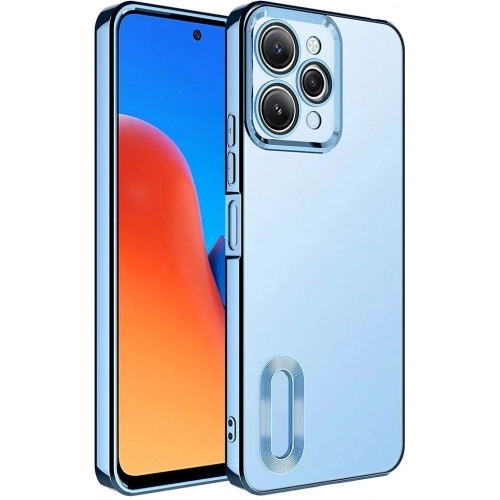 Xiaomi Redmi 12 Kılıf Kamera Lens Korumalı Şeffaf Renkli Logo Gösteren Parlak Kapak - 