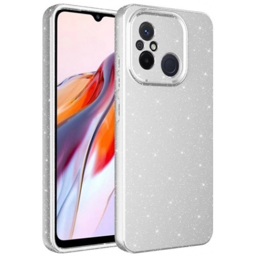 Xiaomi Redmi 12C Kılıf Kamera Korumalı Simli Lüks Zore Koton Kapak - Gri