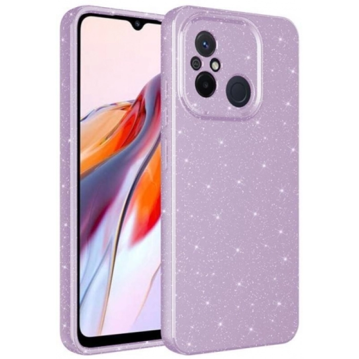 Xiaomi Redmi 12C Kılıf Kamera Korumalı Simli Lüks Zore Koton Kapak - Lila