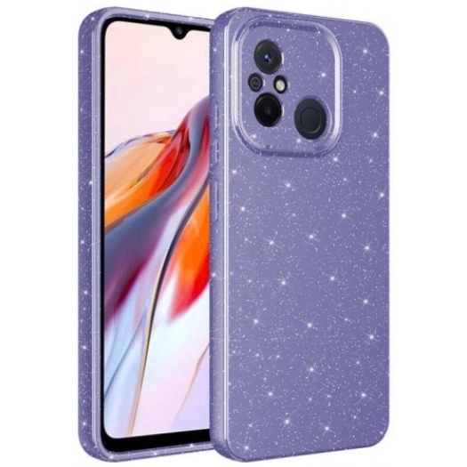 Xiaomi Redmi 12C Kılıf Kamera Korumalı Simli Lüks Zore Koton Kapak - Mor