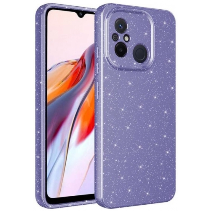 Xiaomi Redmi 12C Kılıf Kamera Korumalı Simli Lüks Zore Koton Kapak - Mor