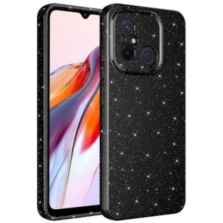 Xiaomi Redmi 12C Kılıf Kamera Korumalı Simli Lüks Zore Koton Kapak - Siyah