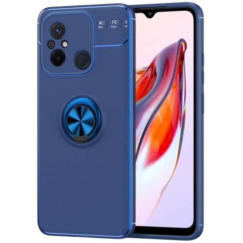 Xiaomi Redmi 12C Kılıf Renkli Silikon Yüzüklü Standlı Auto Focus Ravel Kapak - Mavi