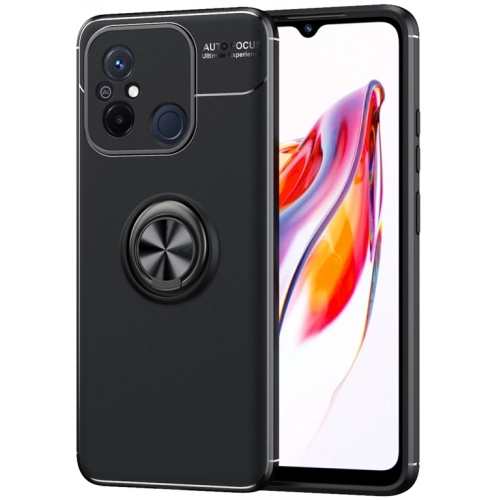 Xiaomi Redmi 12C Kılıf Renkli Silikon Yüzüklü Standlı Auto Focus Ravel Kapak - Siyah