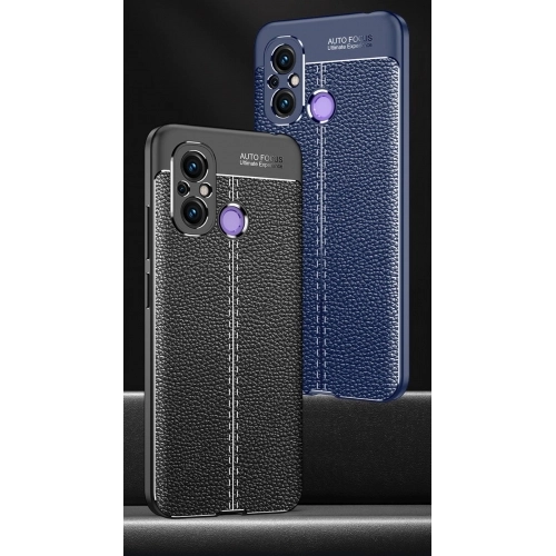 Xiaomi Redmi 12C Kılıf Deri Görünümlü Lüks Parmak İzi Bırakmaz Niss Silikon Kapak - Siyah