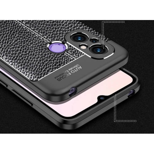 Xiaomi Redmi 12C Kılıf Deri Görünümlü Lüks Parmak İzi Bırakmaz Niss Silikon Kapak - Siyah