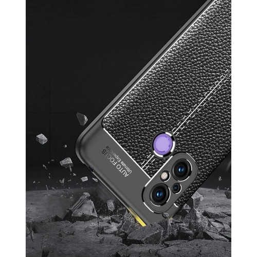 Xiaomi Redmi 12C Kılıf Deri Görünümlü Lüks Parmak İzi Bırakmaz Niss Silikon Kapak - Siyah