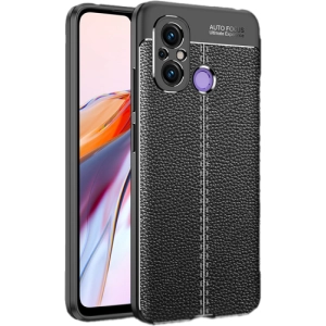 Xiaomi Redmi 12C Kılıf Deri Görünümlü Lüks Parmak İzi Bırakmaz Niss Silikon Kapak - Siyah