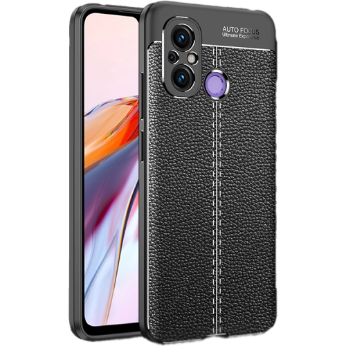 Xiaomi Redmi 12C Kılıf Deri Görünümlü Lüks Parmak İzi Bırakmaz Niss Silikon Kapak - Siyah