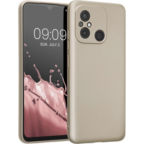 Xiaomi Redmi 12C Kılıf İnce Soft Mat Renkli Esnek Silikon Kapak - Gold