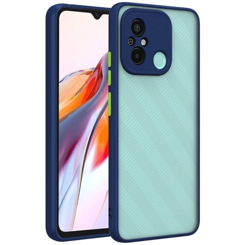Xiaomi Redmi 12C Kılıf Kamera Korumalı Arkası Şeffaf Mat Silikon Kapak - Lacivert