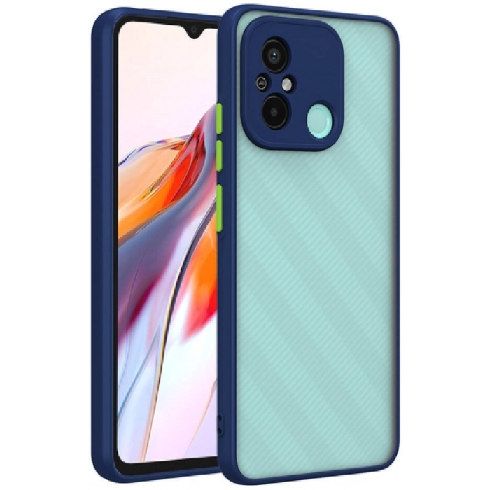Xiaomi Redmi 12C Kılıf Kamera Korumalı Arkası Şeffaf Mat Silikon Kapak - Lacivert