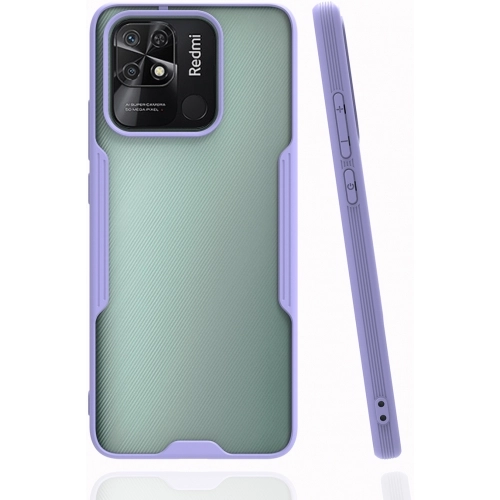 Xiaomi Redmi 12C Kılıf Renkli Silikon Kamera Lens Korumalı Şeffaf Parfe Kapak - Lila