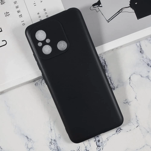 Xiaomi Redmi 12C Kılıf Silikon Mat Esnek Kamera Korumalı Biye Kapak - Siyah