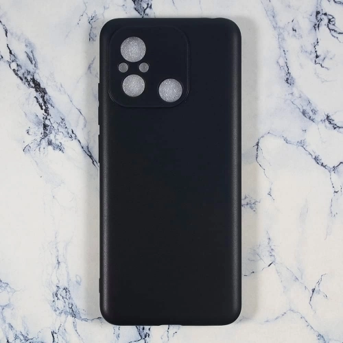 Xiaomi Redmi 12C Kılıf Silikon Mat Esnek Kamera Korumalı Biye Kapak - Siyah