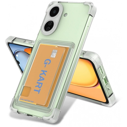 Xiaomi Redmi 13C Kılıf Airbag Tasarımlı Şeffaf Kartlıklı G-Kart Kapak - Şeffaf