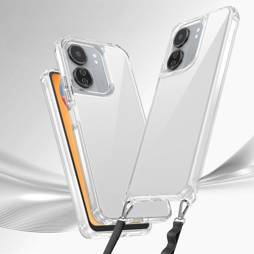 Xiaomi Redmi 13C Kılıf Airbagli Takılabilir Askı Aparatlı Esnek Snap Silikon Kapak - Şeffaf