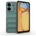 Xiaomi Redmi 13C Kılıf Esnek TPU Oyuklu Arka Yüzey Tasarımlı Zore Etnik Silikon Kapak - Koyu Yeşil