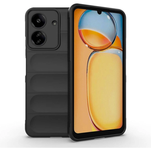 Xiaomi Redmi 13C Kılıf Esnek TPU Oyuklu Arka Yüzey Tasarımlı Zore Etnik Silikon Kapak - Siyah