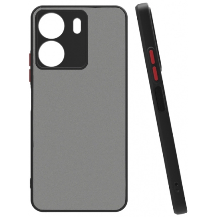 Xiaomi Redmi 13C Kılıf Kamera Korumalı Arkası Şeffaf Mat Silikon Kapak - Siyah