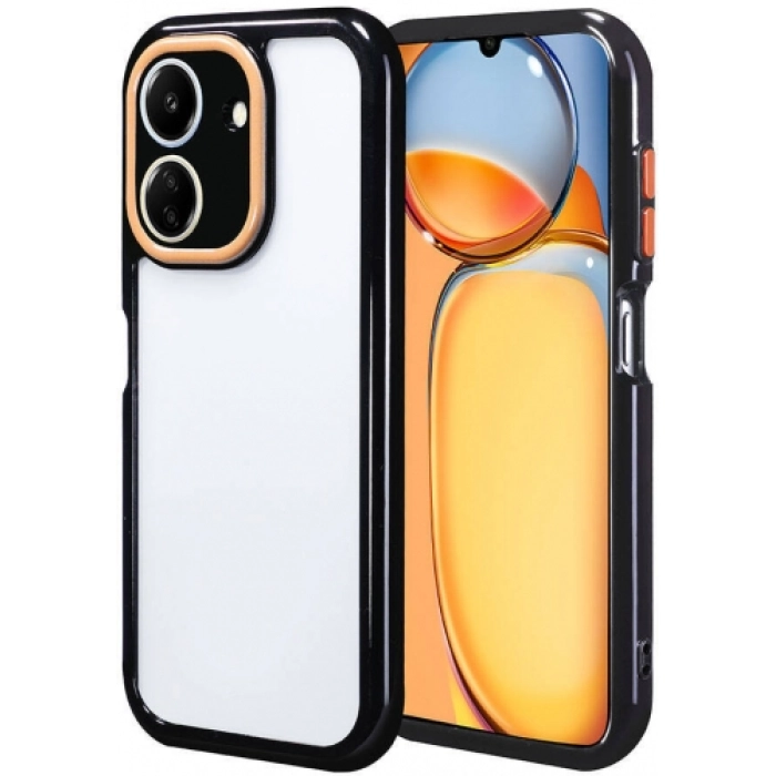 Xiaomi Redmi 13C Kılıf Kamera Korumalı Renkli Kenar ve Çerçeve Tasarımlı Vitamin Kapak - Siyah