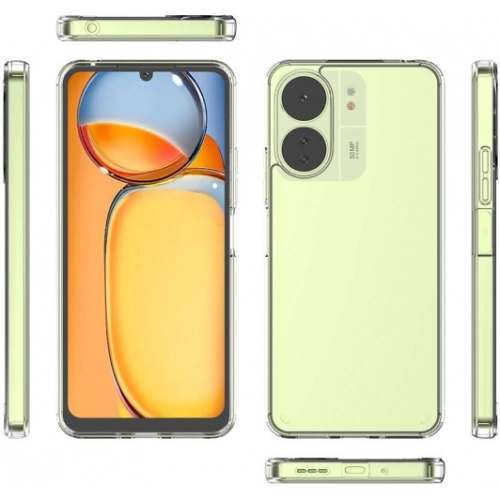 Xiaomi Redmi 13C Kılıf Lux Korumalı Kenarları Silikon Arkası Sert Coss Kapak - Şeffaf