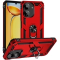 Xiaomi Redmi 13C Kılıf Silikon Zırhlı Standlı Yüzüklü Mıknatıslı Tank Kapak - Kırmızı