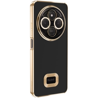 Xiaomi Redmi 14C 4G Kılıf Kamera Lens Korumalı Şeffaf Renkli Logo Gösteren Parlak Kapak - Gold