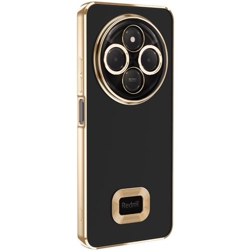 Xiaomi Redmi 14C 4G Kılıf Kamera Lens Korumalı Şeffaf Renkli Logo Gösteren Parlak Kapak - Gold