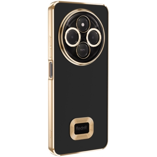 Xiaomi Redmi 14C 4G Kılıf Kamera Lens Korumalı Şeffaf Renkli Logo Gösteren Parlak Kapak - Gold