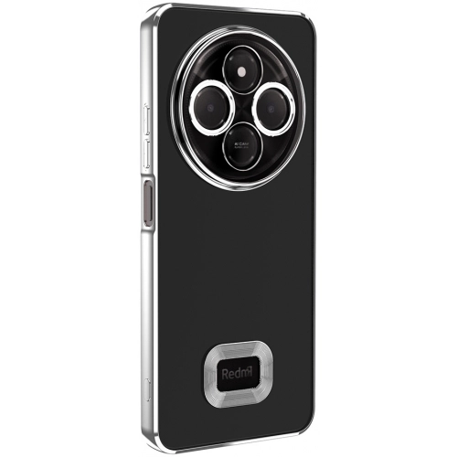 Xiaomi Redmi 14C 4G Kılıf Kamera Lens Korumalı Şeffaf Renkli Logo Gösteren Parlak Kapak - Gümüş