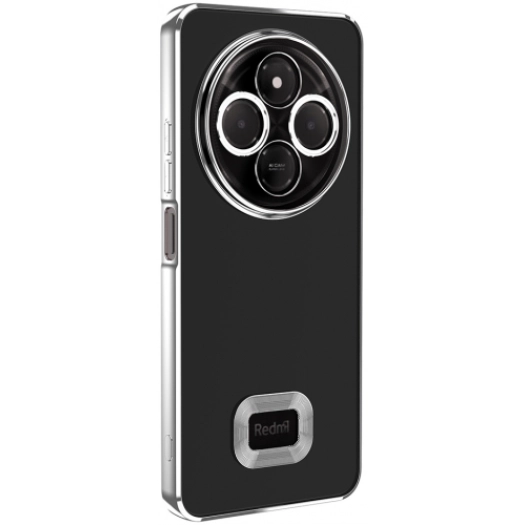 Xiaomi Redmi 14C 4G Kılıf Kamera Lens Korumalı Şeffaf Renkli Logo Gösteren Parlak Kapak - Gümüş