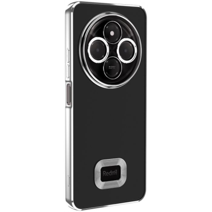 Xiaomi Redmi 14C 4G Kılıf Kamera Lens Korumalı Şeffaf Renkli Logo Gösteren Parlak Kapak - Gümüş