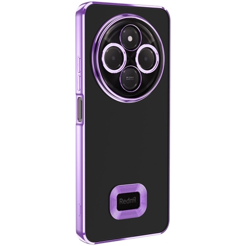 Xiaomi Redmi 14C 4G Kılıf Kamera Lens Korumalı Şeffaf Renkli Logo Gösteren Parlak Kapak - Lila