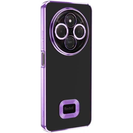 Xiaomi Redmi 14C 4G Kılıf Kamera Lens Korumalı Şeffaf Renkli Logo Gösteren Parlak Kapak - Lila