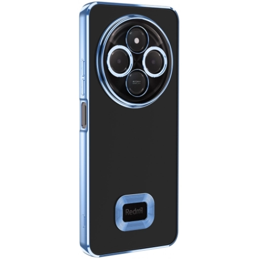 Xiaomi Redmi 14C 4G Kılıf Kamera Lens Korumalı Şeffaf Renkli Logo Gösteren Parlak Kapak - Mavi