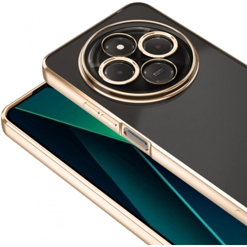 Xiaomi Redmi 14C 4G Kılıf Kamera Lens Korumalı Şeffaf Renkli Logo Gösteren Parlak Kapak - Siyah