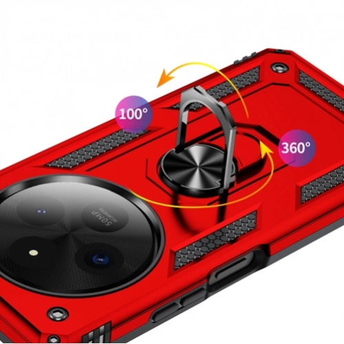 Xiaomi Redmi 14C 4G Kılıf Silikon Zırhlı Standlı Yüzüklü Mıknatıslı Tank Kapak - Mavi
