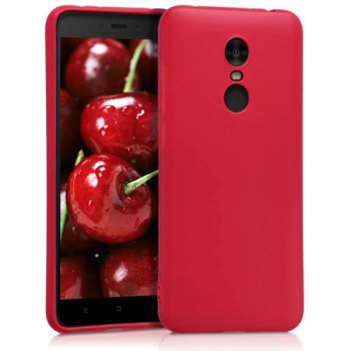 Xiaomi Redmi 5 Plus Kılıf İnce Soft Mat Renkli Esnek Silikon Kapak - Kırmızı