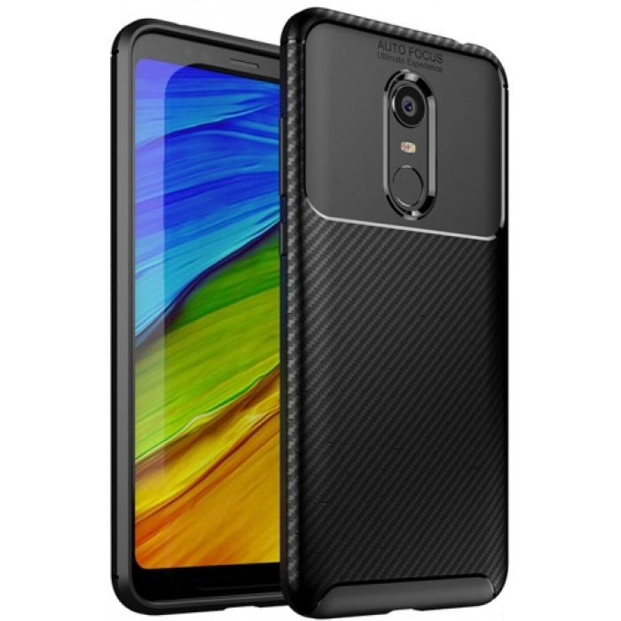 Xiaomi Redmi 5 Plus Kılıf Silikon Parmak İzi Bırakmayan Karbon Soft Negro Kapak - Siyah