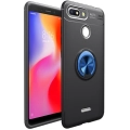 Xiaomi Redmi 6A Kılıf Renkli Silikon Yüzüklü Standlı Auto Focus Ravel Kapak - Mavi - Siyah