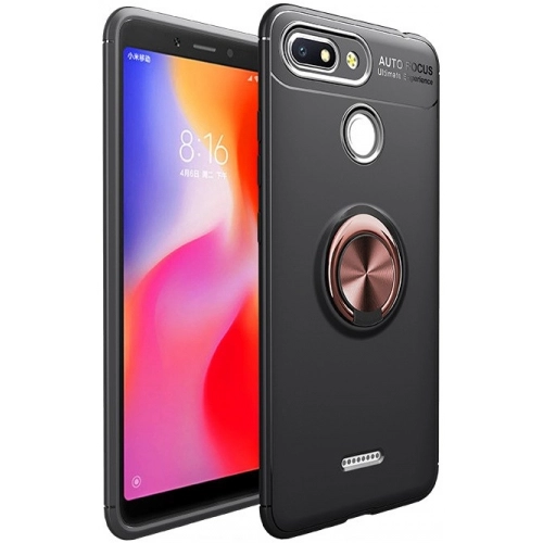 Xiaomi Redmi 6A Kılıf Renkli Silikon Yüzüklü Standlı Auto Focus Ravel Kapak - Rose Gold