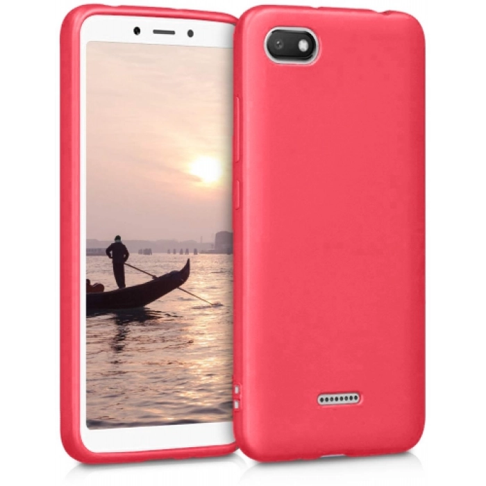 Xiaomi Redmi 6A Kılıf İnce Soft Mat Renkli Esnek Silikon Kapak - Kırmızı