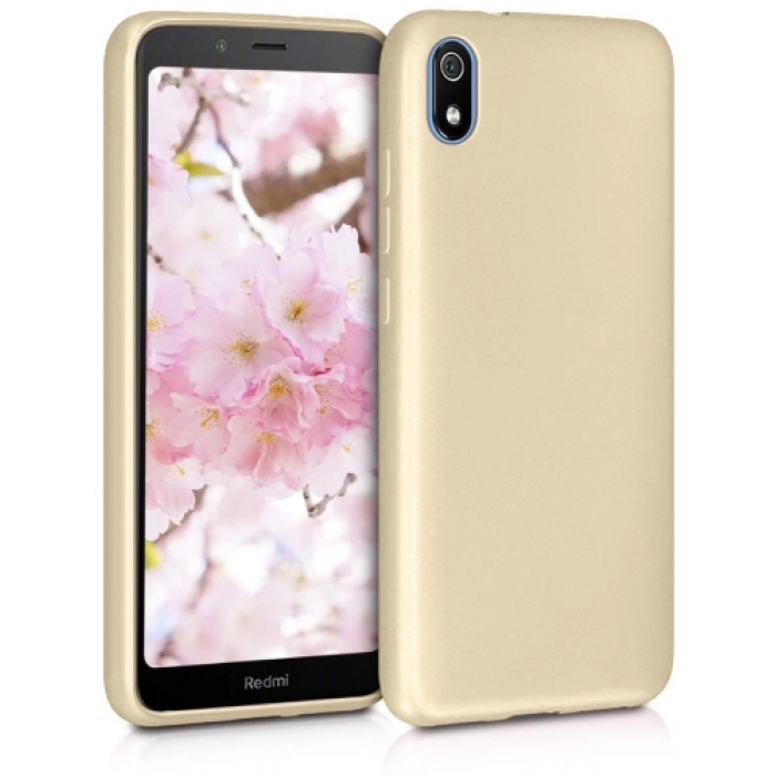Xiaomi Redmi 7A Kılıf İnce Soft Mat Renkli Esnek Silikon Kapak - Gold