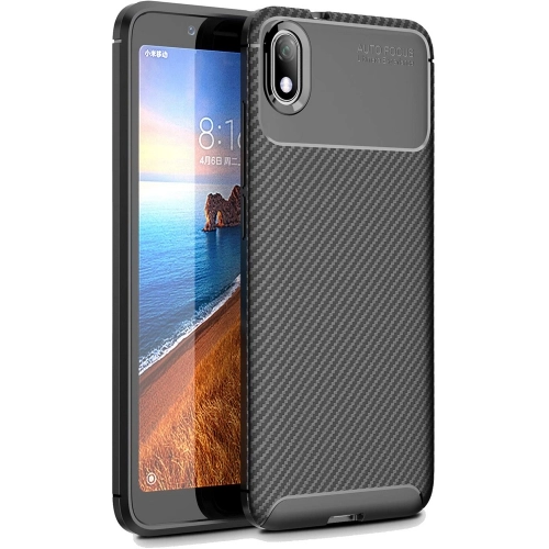 Xiaomi Redmi 7A Kılıf Silikon Parmak İzi Bırakmayan Karbon Soft Negro Kapak - Siyah